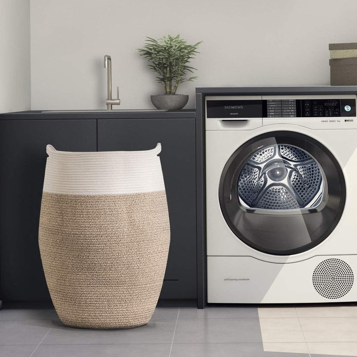 YOUDENOVA Wäschekorb Geflochten Wäschesammler Spielzeug Aufbewahrung Aufbewahrungskorb mit Griff Han