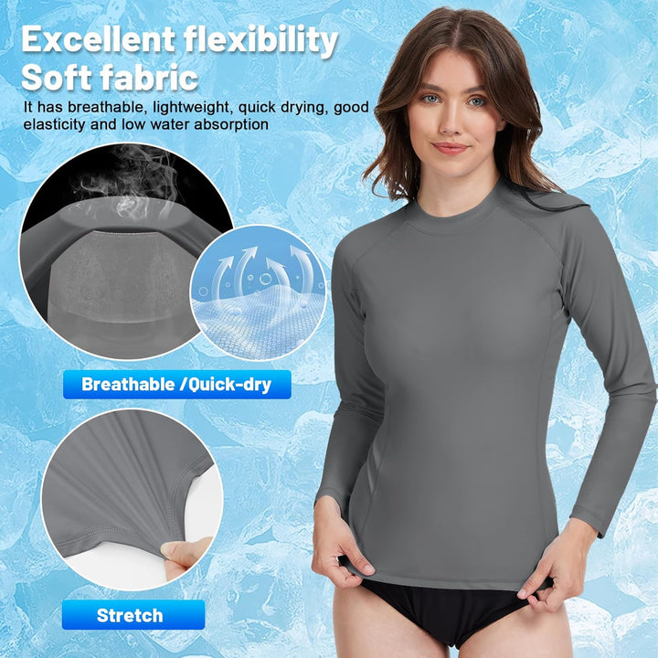 MEETWEE kurz & Langarm Damen Surf Rash Guard Sonnenschutz Badeanzug UV-Schutz Shirt UPF 50+ Kurzarm