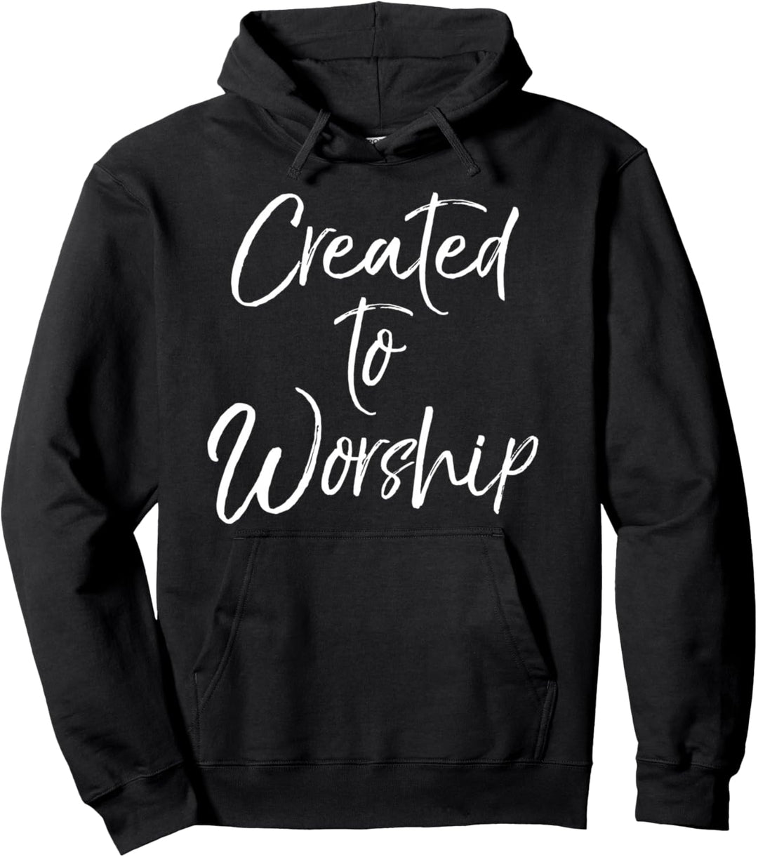 Christian Praise Quote Music Gift Women's Created to Worship Pullover Hoodie