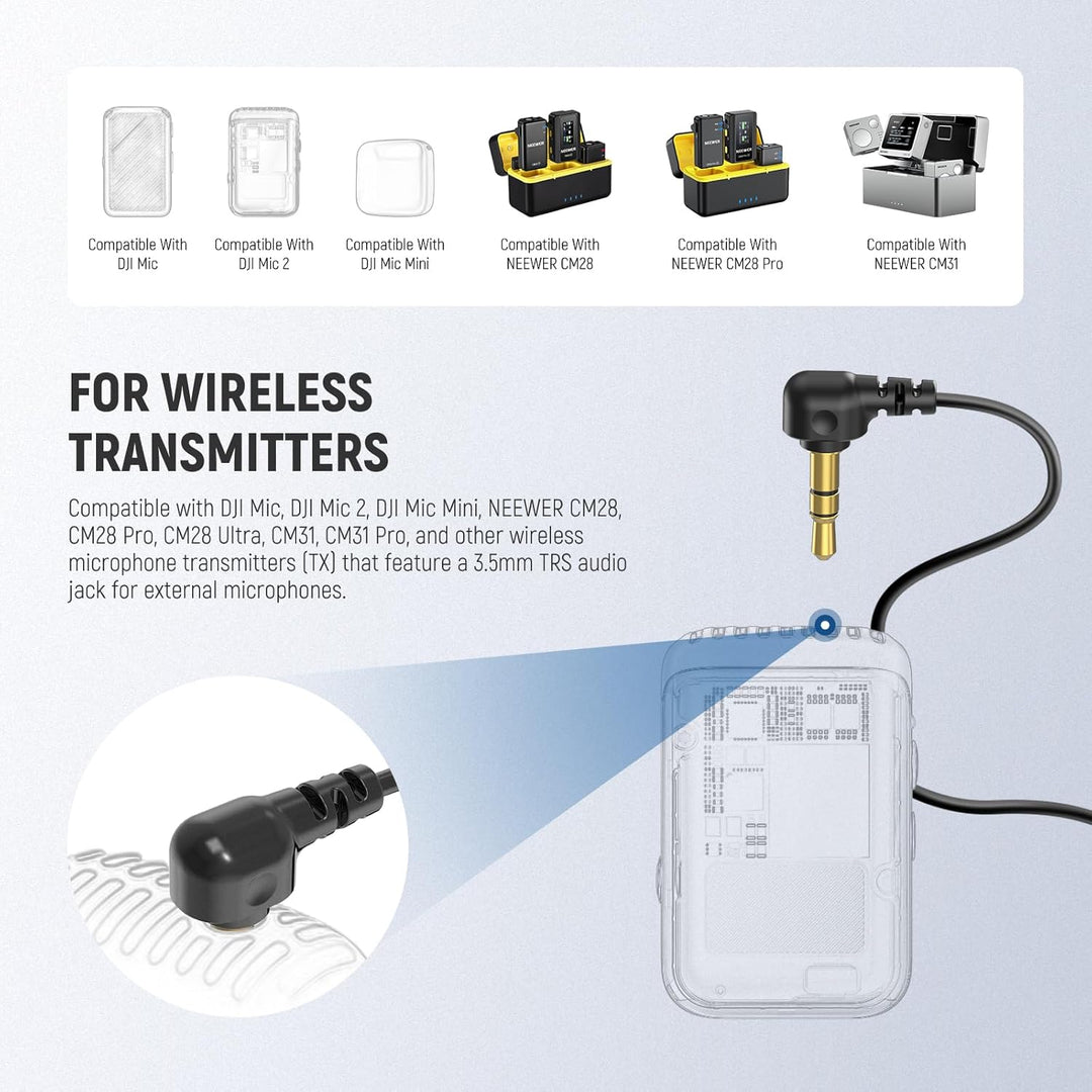NEEWER Mini Lavalier Mic, 2er Pack, 2m Clip On kabelgebundenes Kondensator Ansteckmikrofon mit 3,5mm