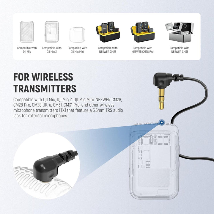 NEEWER Mini Lavalier Mic, 2er Pack, 2m Clip On kabelgebundenes Kondensator Ansteckmikrofon mit 3,5mm