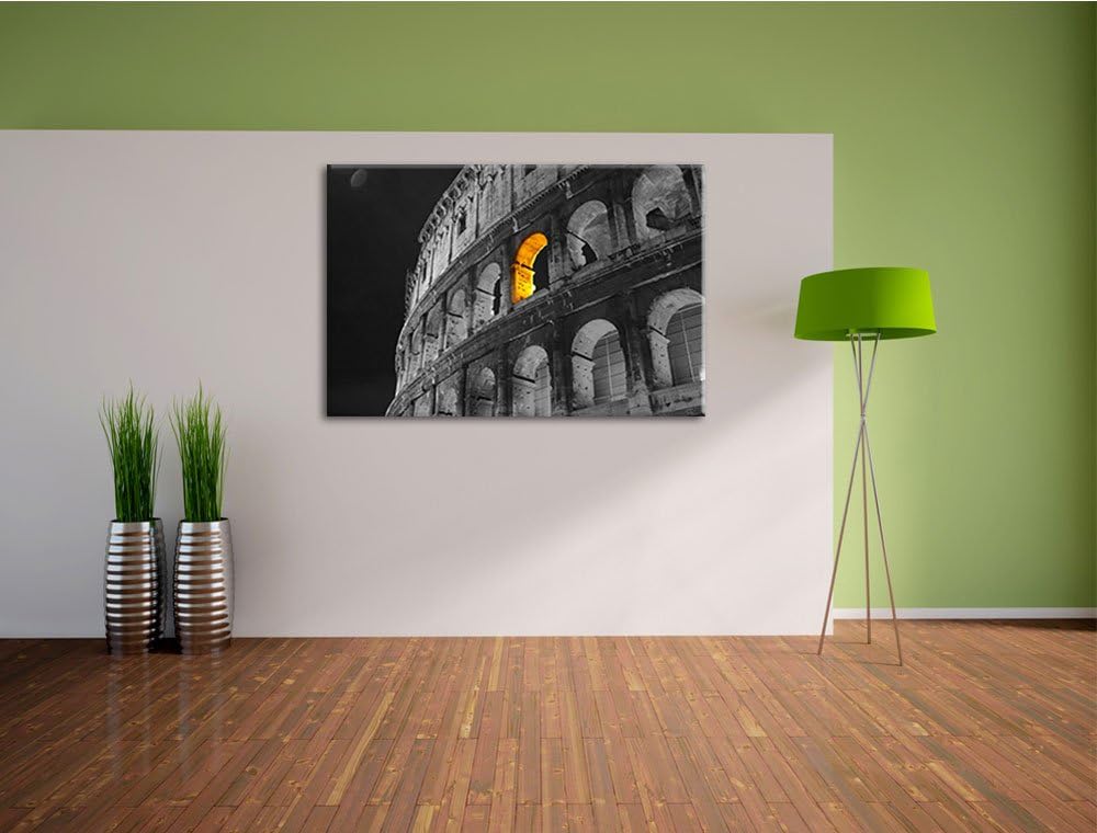 schönes Amphitheater in Rom schwarz/weiss Format: 100x70 auf Leinwand, XXL riesige Bilder fertig ger