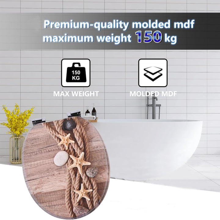 SAINOS MDF Toilettendeckel Mit Absenkautomatik O-förmiger Toilettensitz Mit Verstellbaren Scharniere