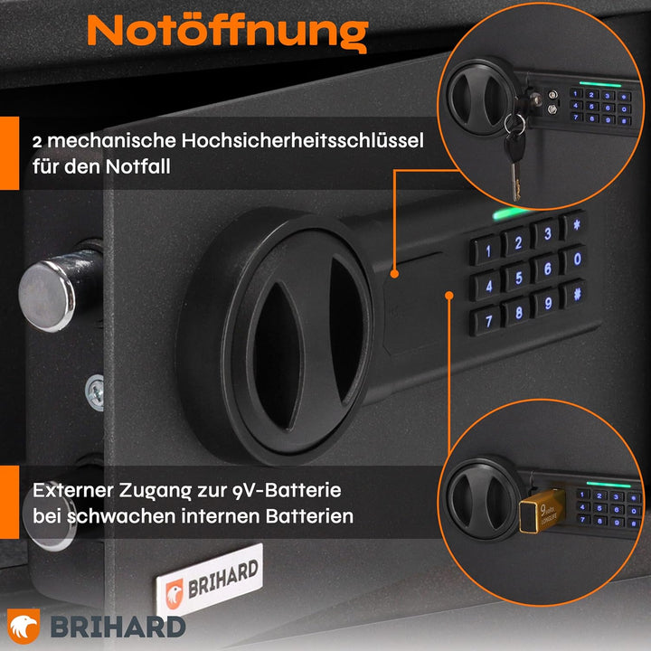 Brihard Laptop-Safe Elektronischer - 20x43x35cm Computer-Safe-Box mit LED-Bildschirm mit Digitalem Z
