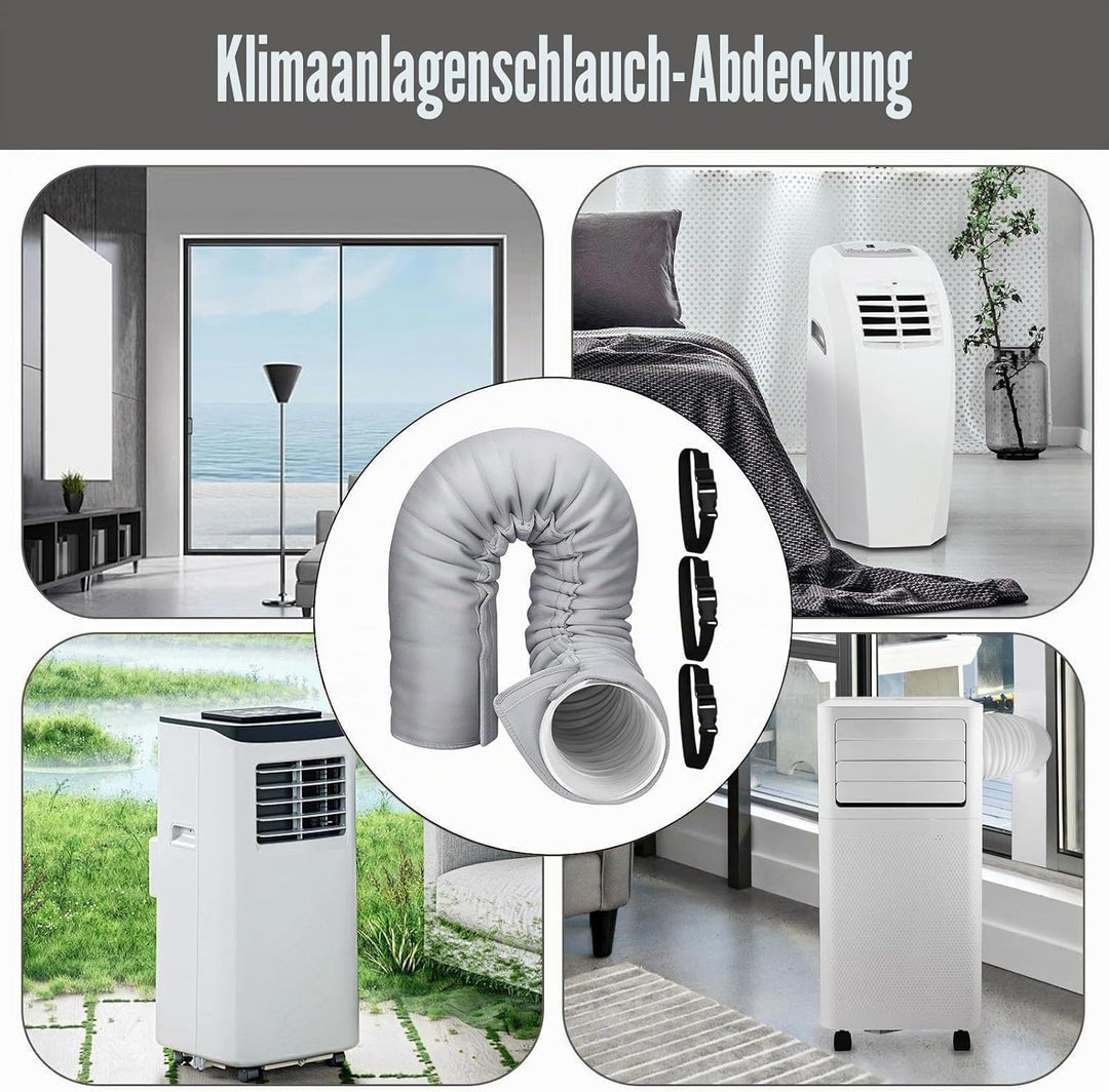 Klimaanlage Abluftschlauch Isolierung, Mobile Isolierabdeckung Mit 3 Verstellbaren Riemen, 150cm Iso