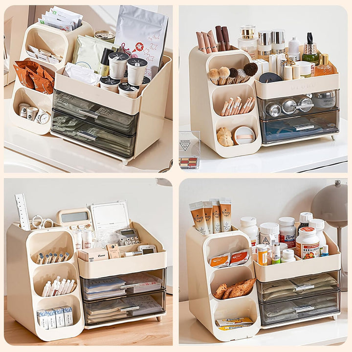 Make Up Kosmetik Organizer mit 2 Schubladen, Multifunktion Schminktisch Organizer, Einfache Aufbewah