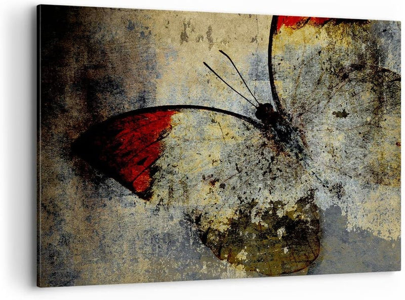 Bilder auf Leinwand 100x70cm Leinwandbild Schmetterling Abstraktion Gross Wanddeko Bild Schlafzimmer