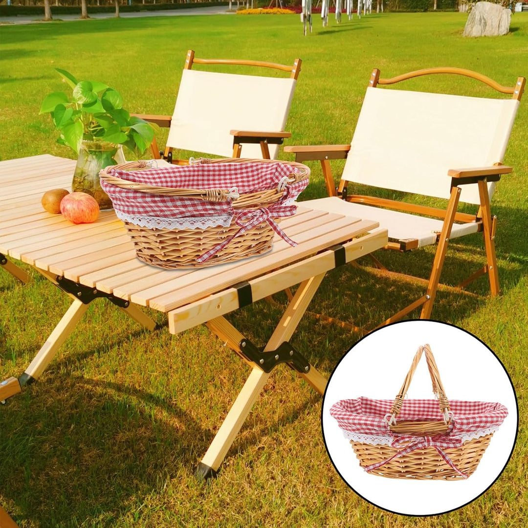Picknickkörbe aus Weide mit Doppelten Klappgriffen, Leere Weidenkörbe Zur Aufbewahrung von Ostereier