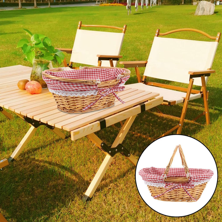 Picknickkörbe aus Weide mit Doppelten Klappgriffen, Leere Weidenkörbe Zur Aufbewahrung von Ostereier