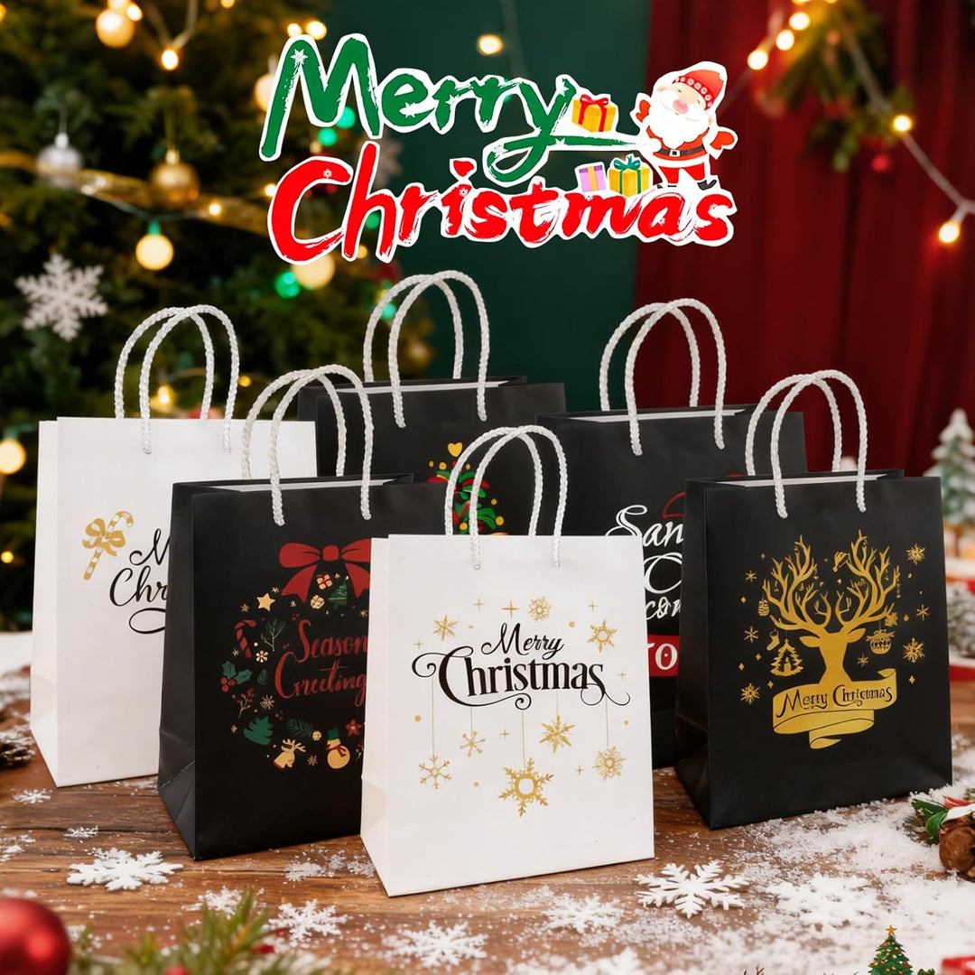 Joxessaien XXL Geschenktüten Weihnachten – 12 Stück Elegante Weihnachts Geschenktaschen aus Papier m