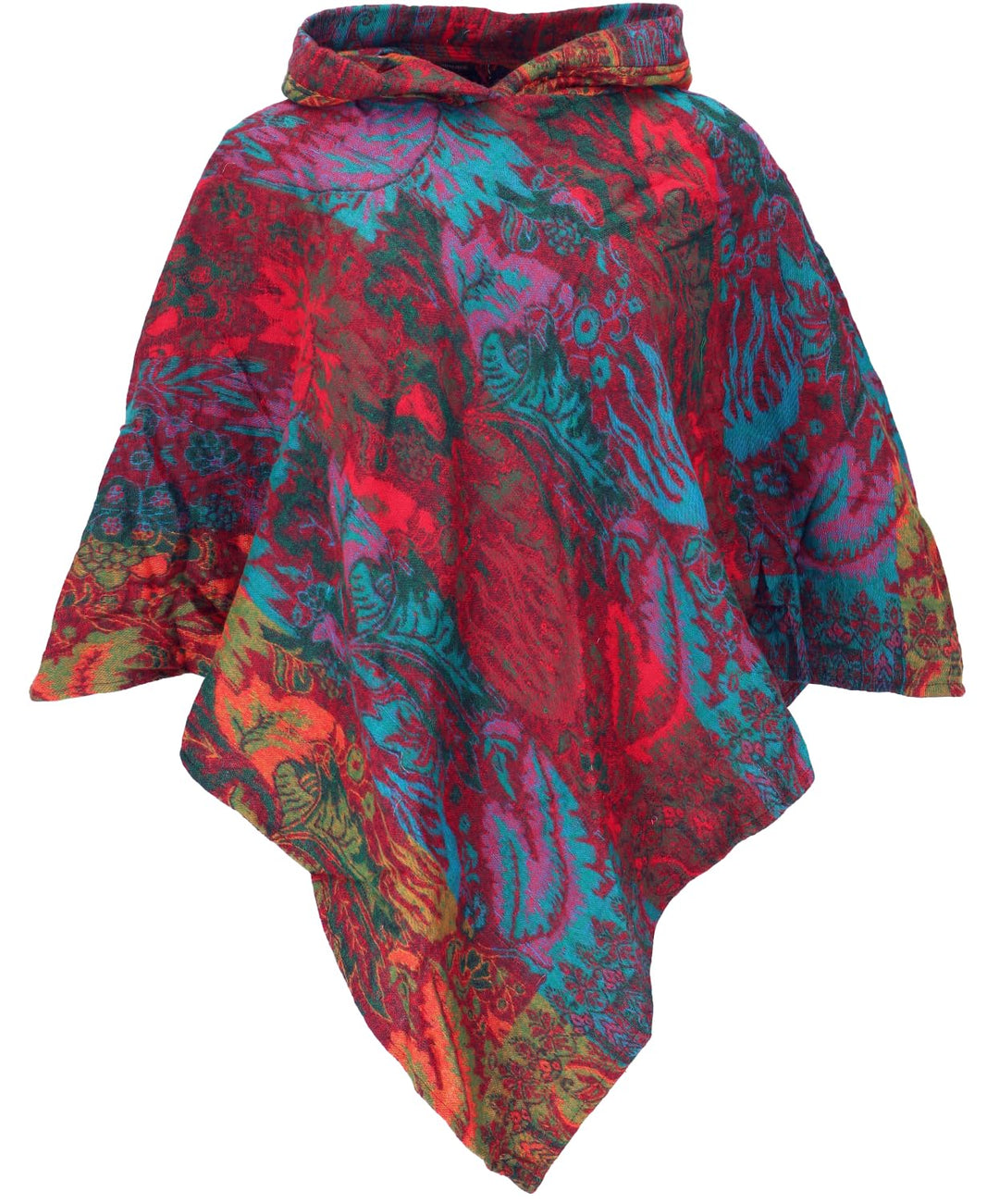 GURU SHOP Flauschiger Poncho mit Kapuze, Goa Hippie Poncho, Damen, Schwarz, Synthetisch, Size:40 40