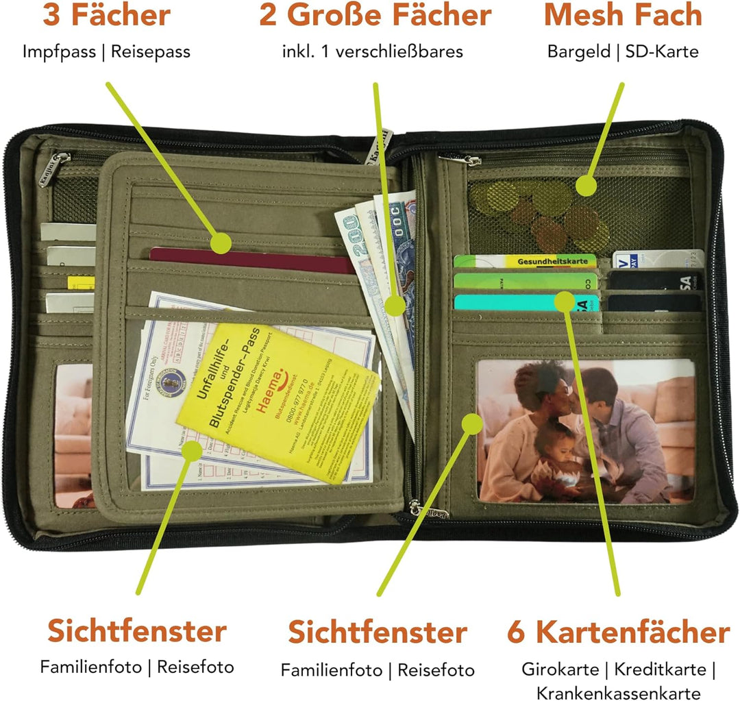 Karijini® Grosser U-Heft Organizer I Reiseunterlagen Organizer I Mutterpass Organizer I Reisepass Ta