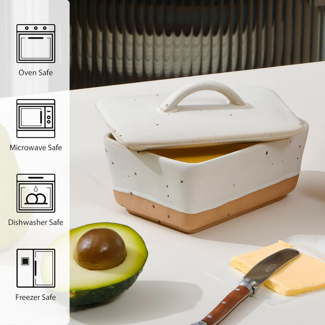 NUTRIUPS Butterdose Keramik mit Deckel, Vintage europäische Butterglocke mit Deckel, abgedeckte Butt