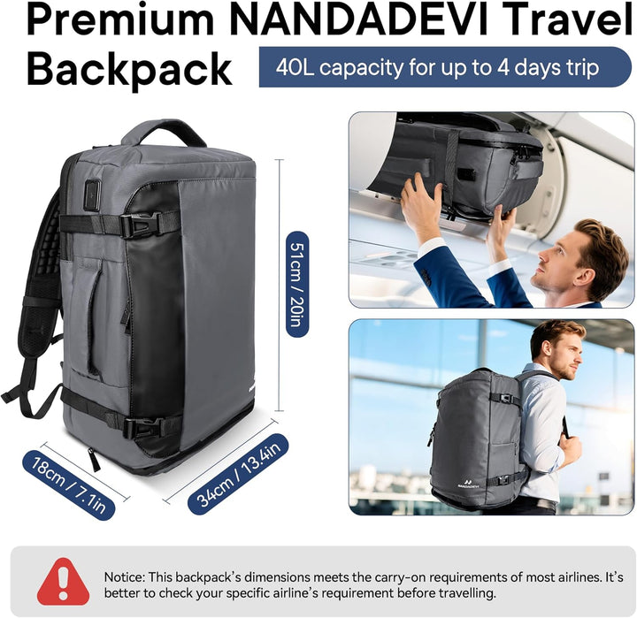 NANDADEVI Rucksack Herren, 40l, grosser, robuster, wasserabweisender Wanderrucksack mit Trocken- und