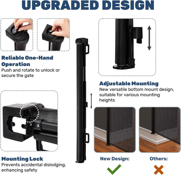 HollyHOME Treppenschutzgitter Ausziehbar 0-180cm, Extra Breit Babygitter, Einhandbedienung, Türschut