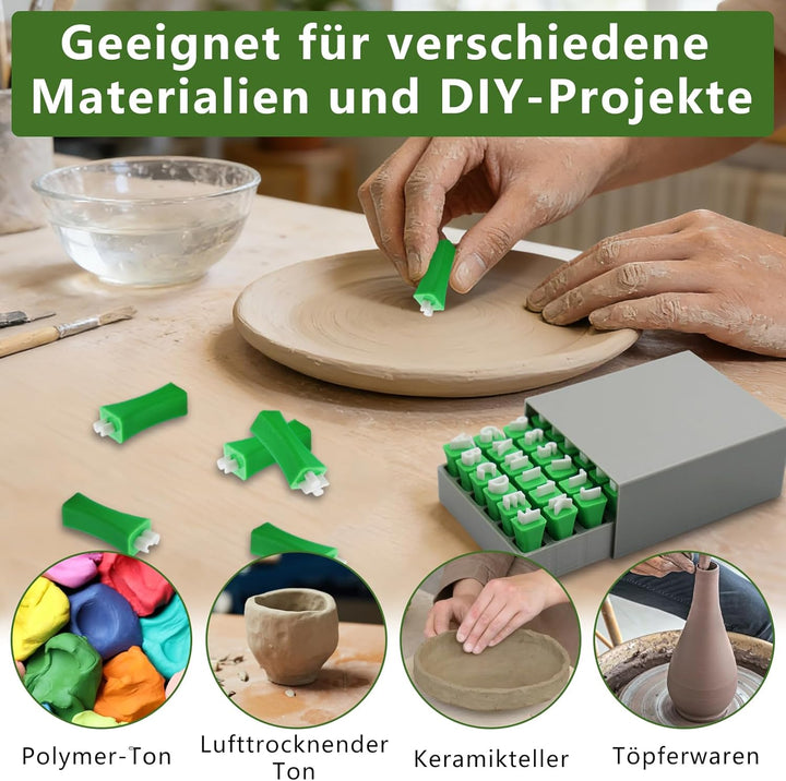 Alphabet Tonstempel Set, 2 Kisten Alphabet Stempel set für Ton Schablonen Buchstaben, Stempel zum Sc