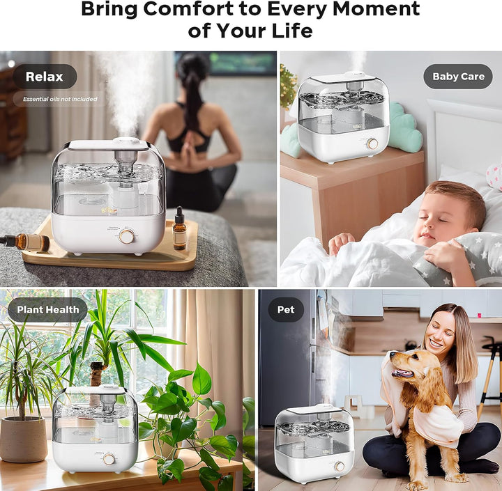 BEAR 5L Top-Füllung Luftbefeuchter,360° Dehbarer Dampfdüse,28dB Ultraleise für Babys und Pflanzen, 3
