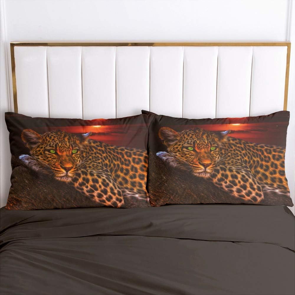 Leoparden Bettwäsche 135x200 Leopard Tiermotiv Gold Schwarz 3D Bettbezug Set Weich Flauschig Mikrofa