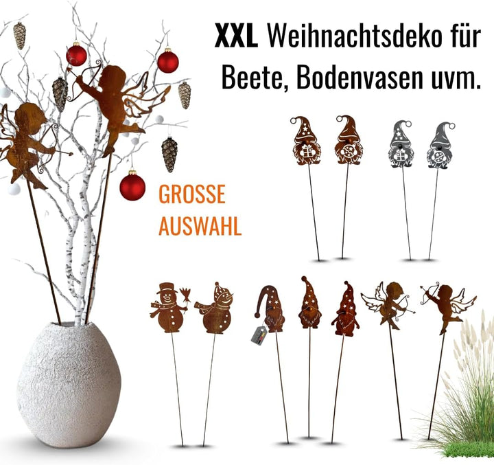 Terma Stahldesign XXL Set 120 cm Rost Weihnachtsengel Made in Germany Gartenstecker Outdoor rost dek
