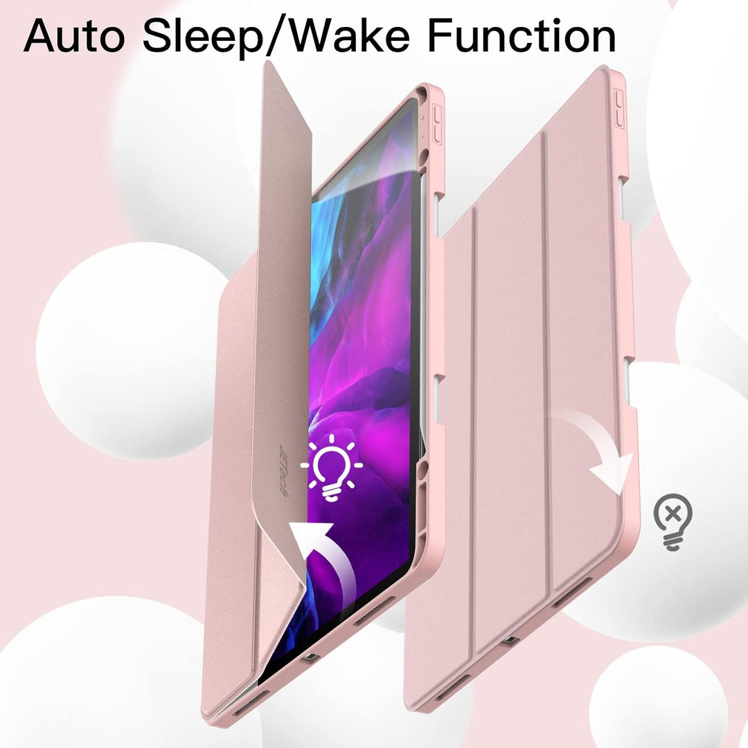 JETech Hülle für iPad Pro 12,9 Zoll (Modell 2020/2018, 4./3. Generation) mit Stifthalter, Pencil Auf