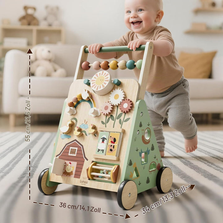 Lauflernwagen, Bauernhof Lauflernhilfe mit 10-in-1 Activity Center, Gehhilfe Baby, Lauflernwagen Hol
