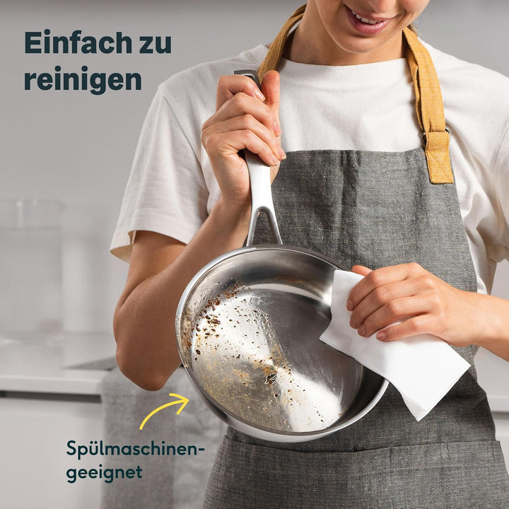 SILBERTHAL Edelstahl Pfanne Unbeschichtet - Induktion - Profi Bratpfanne 20cm - Röstaromen - Ofenfes