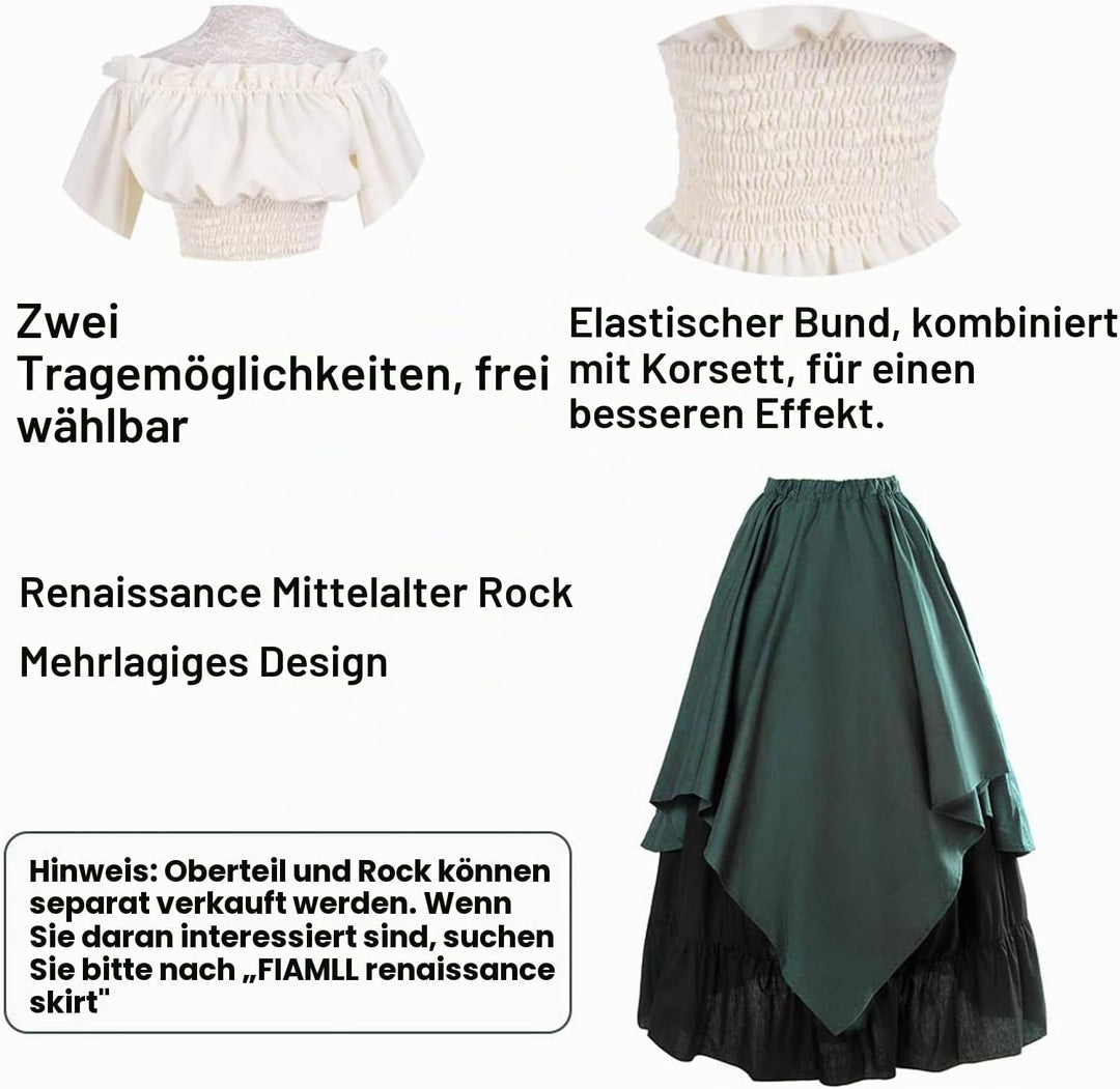 Fiamll Damen Mittelalter Kleid Renaissance Kleid Mittelalter Kostüm Trompete Ärmel Viktorianische Kl
