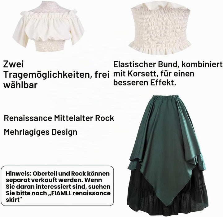 Fiamll Damen Mittelalter Kleid Renaissance Kleid Mittelalter Kostüm Trompete Ärmel Viktorianische Kl