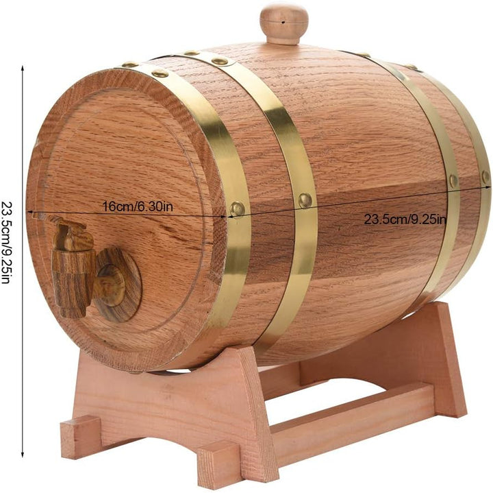 Vintage Eichenfass aus Holz, 3 l, Holz-Eichen-Fass mit Holzständer für Whiskey Rum Port