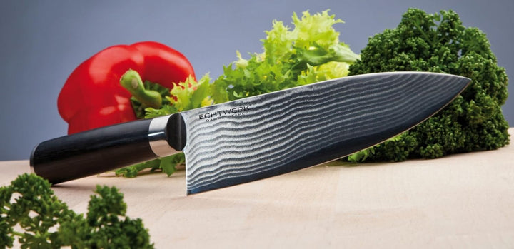 ECHTWERK Damastmesser Küchenmesser Kochmesser, gebogene scharfe Klinge für präzise Schnitte von Flei