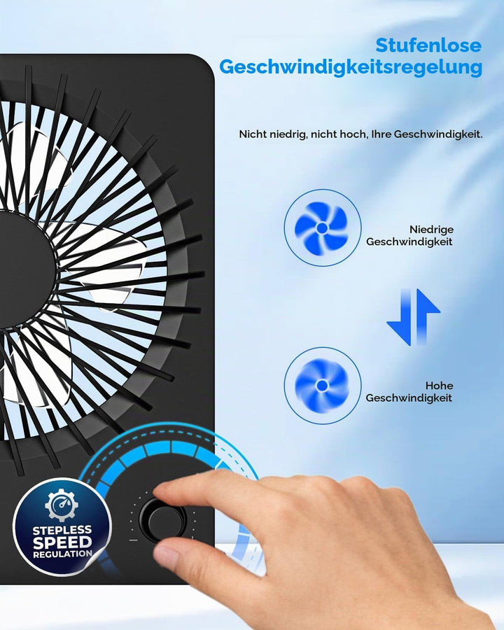 EasyAcc Batterie Mini-Ventilator Tischventilator mit 6000 mAh Akku, bis 26 Stunden Laufzeit, stufenl