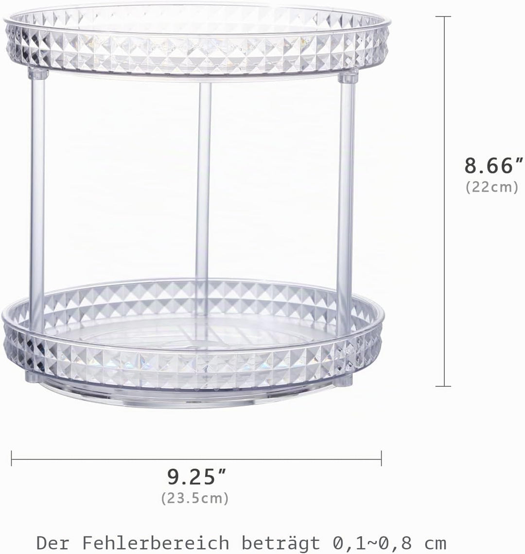 ROWNYEON Make up Organizer, Kosmetik Organizer 360° Drehbar Hautpflege 2 Lagen Skincare Parfüm Badez