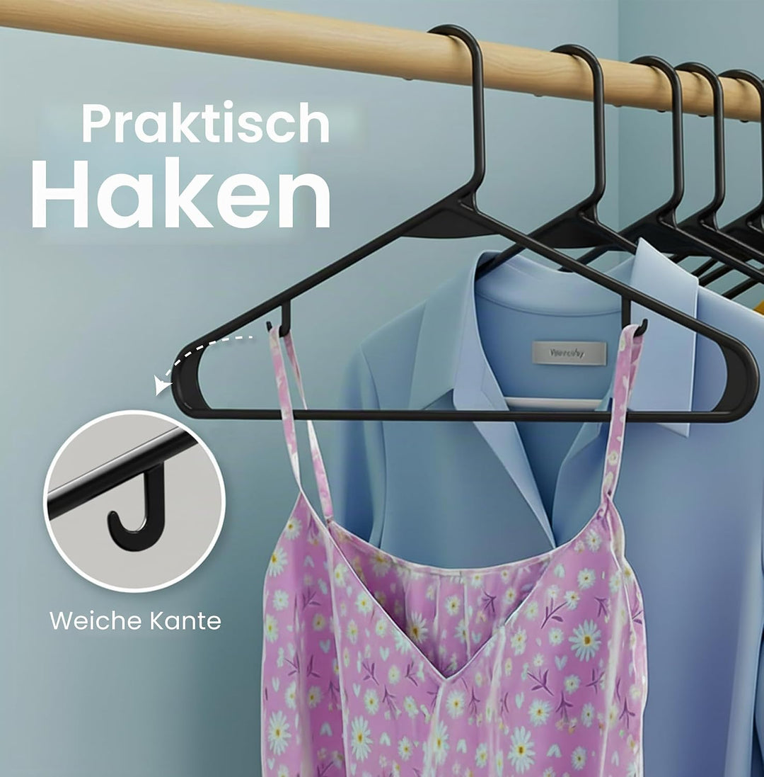 Utopia Home Graue Kunststoff-Kleiderbügel, 50 Packungen mit Haken – langlebige und stabile, platzspa