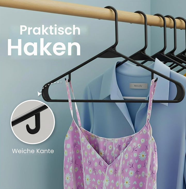 Utopia Home Graue Kunststoff-Kleiderbügel, 50 Packungen mit Haken – langlebige und stabile, platzspa