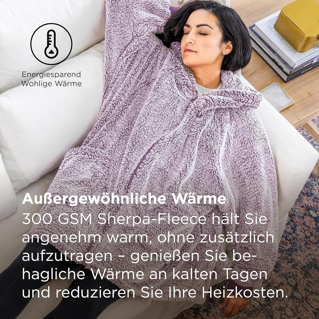 BEDSURE Hoodie Decke mit Ärmeln-Sherpa Kuscheldecke mit Ärmeln Kuschelpullover Tragbare Decke Hoodie