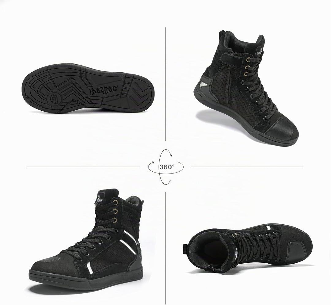 BORLENI Motorradschuhe Herren Sommer Motorradstiefel Männer lässige atmungsaktive Leder Motorrad Sne