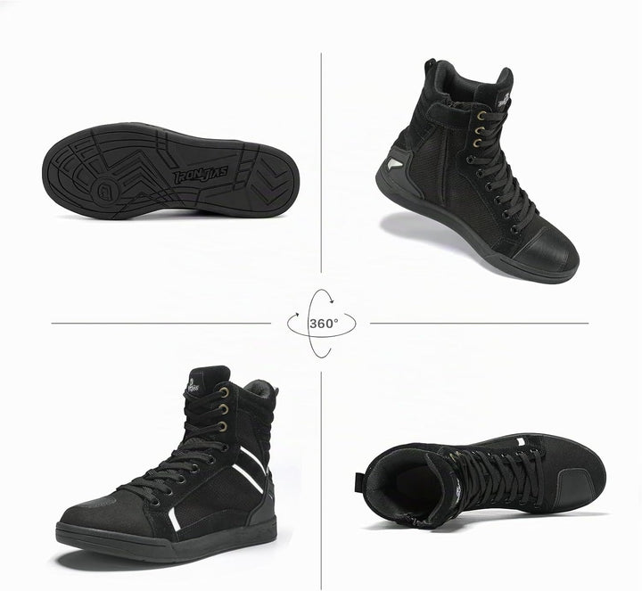 BORLENI Motorradschuhe Herren Sommer Motorradstiefel Männer lässige atmungsaktive Leder Motorrad Sne