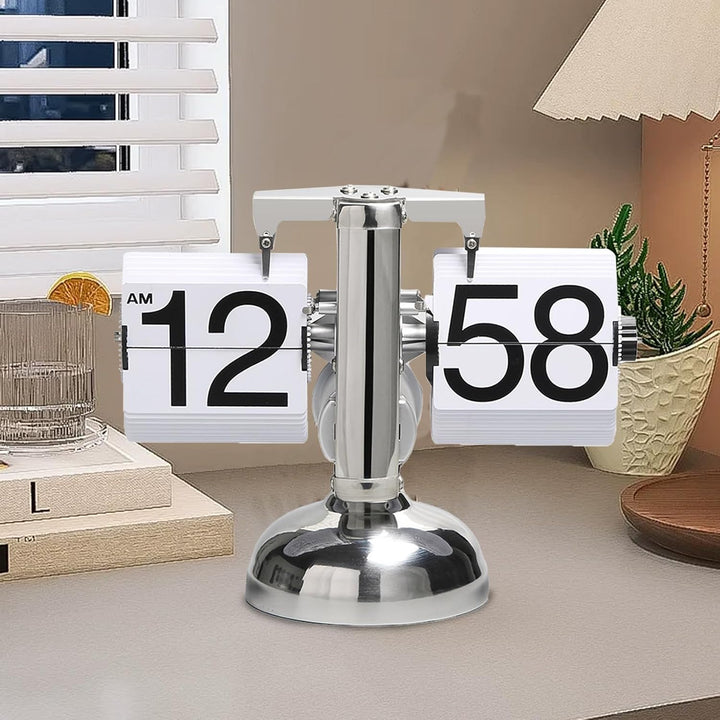 Flip-Uhr Retro,Digitale Batteriebetriebene Down Uhr mit Zahnradmechanik,Schreibtischuhr Vintage Desi