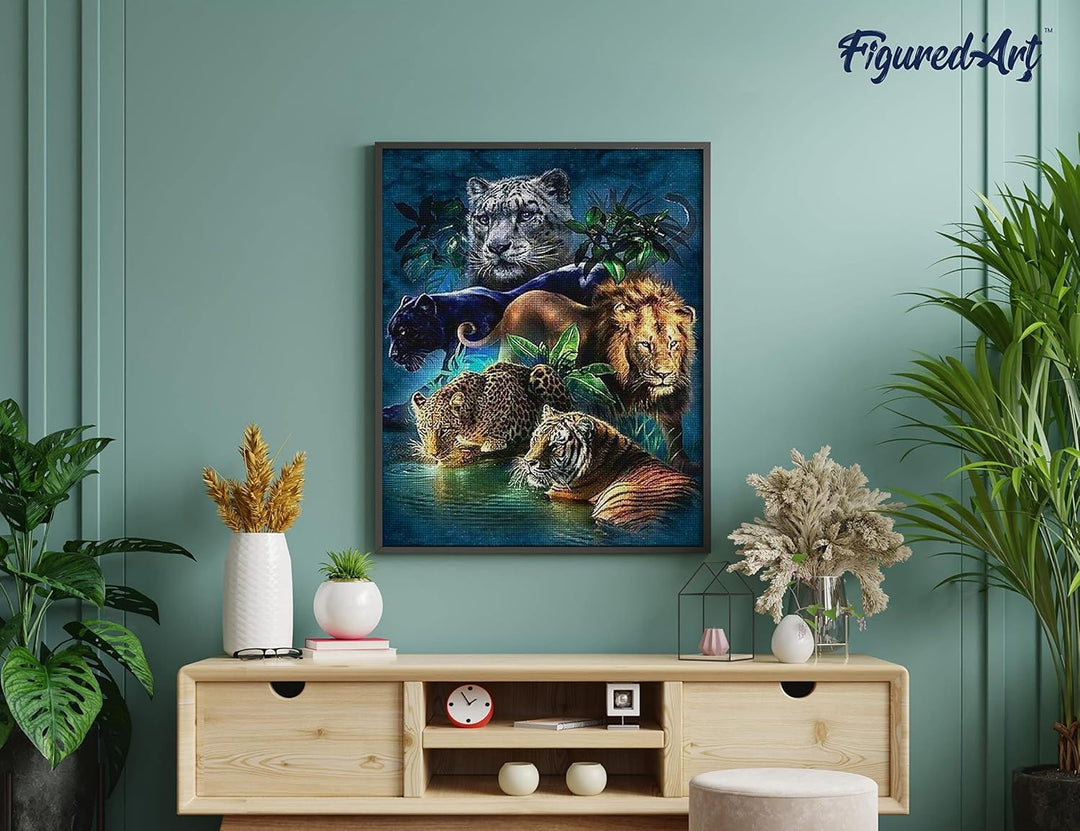 Figured'Art Diamond Painting Erwachsene 40x50cm Ganze Leinwand gerollt Dschungeltiere 5D Bilder Ecki