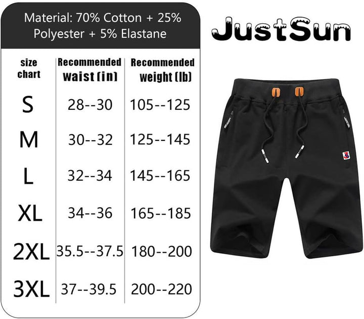 JustSun Sport Shorts kurze hosen Herren Baumwolle Mit ReissverschlussTaschen S Armeegrün 05, S Armee