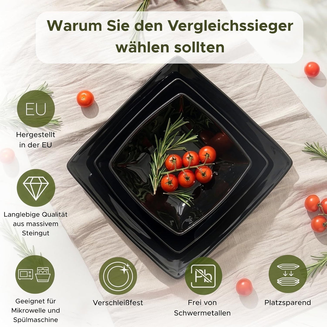 Konsimo. Elegant Suppenteller Set 6er - Schale aus Keramik - Pastateller und Tiefteller für 6 Person