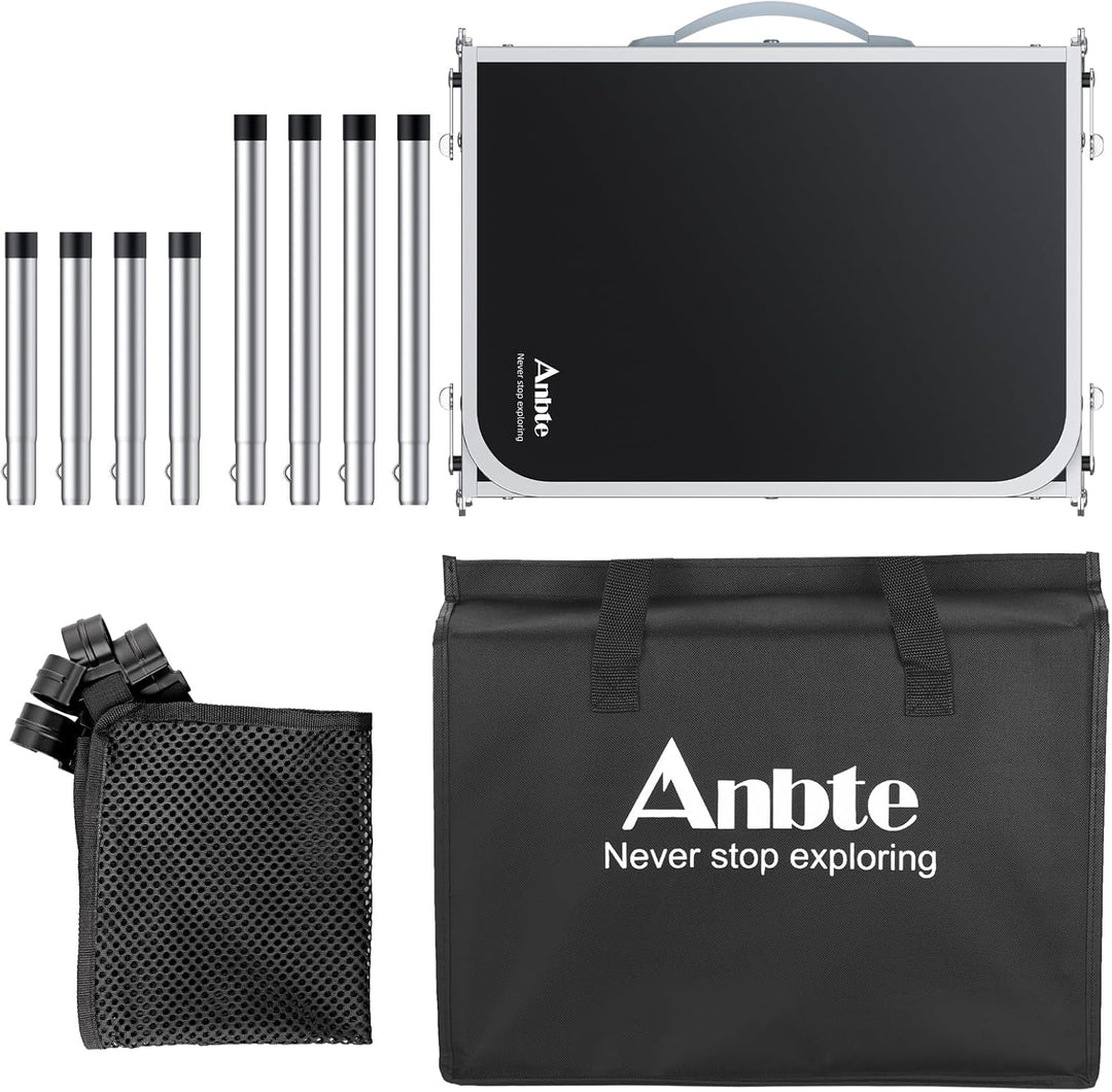 Anbte Klapptisch Faltbar 88x40cm (LxB) mit 3 Verstellbare Höhe, Tragbar Alu Outdoor/Indoor Koffertis