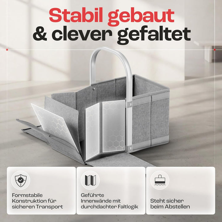 achilles Einkaufskorb - praktischer Tragekorb zum Einkaufen - klappbare Einkaufsbox mit Alu-Griff -