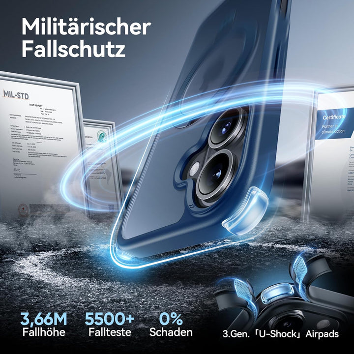 CASEKOO MagicStand für iPhone 16 Hülle mit MagSafe [Unsichtbarer Ständer] [MIL-STD-810H Militärstand