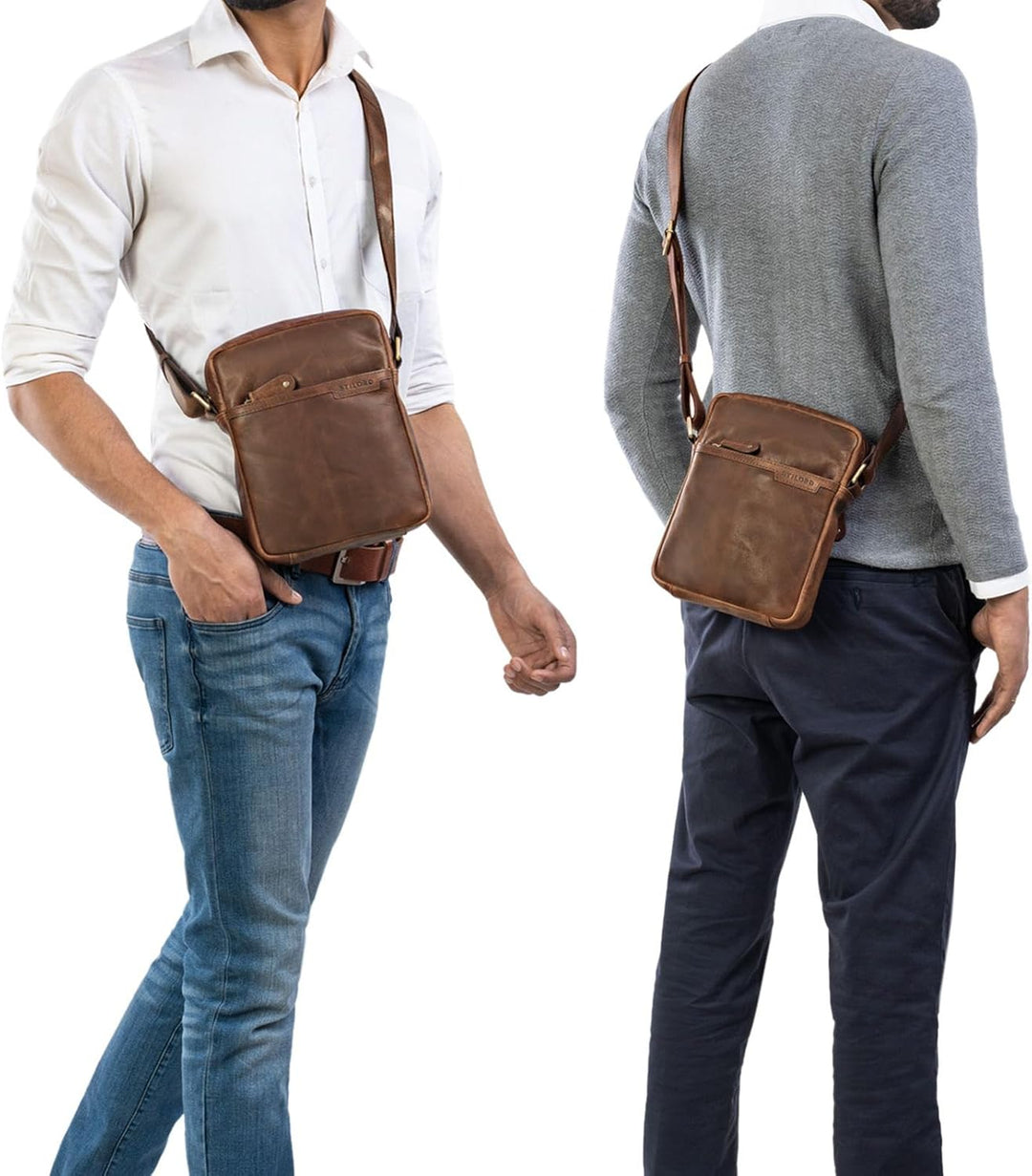 STILORD 'Blake' Herrentasche zum Umhängen Leder Kleine Schultertasche Männer 8 Zoll Messenger Bag DI
