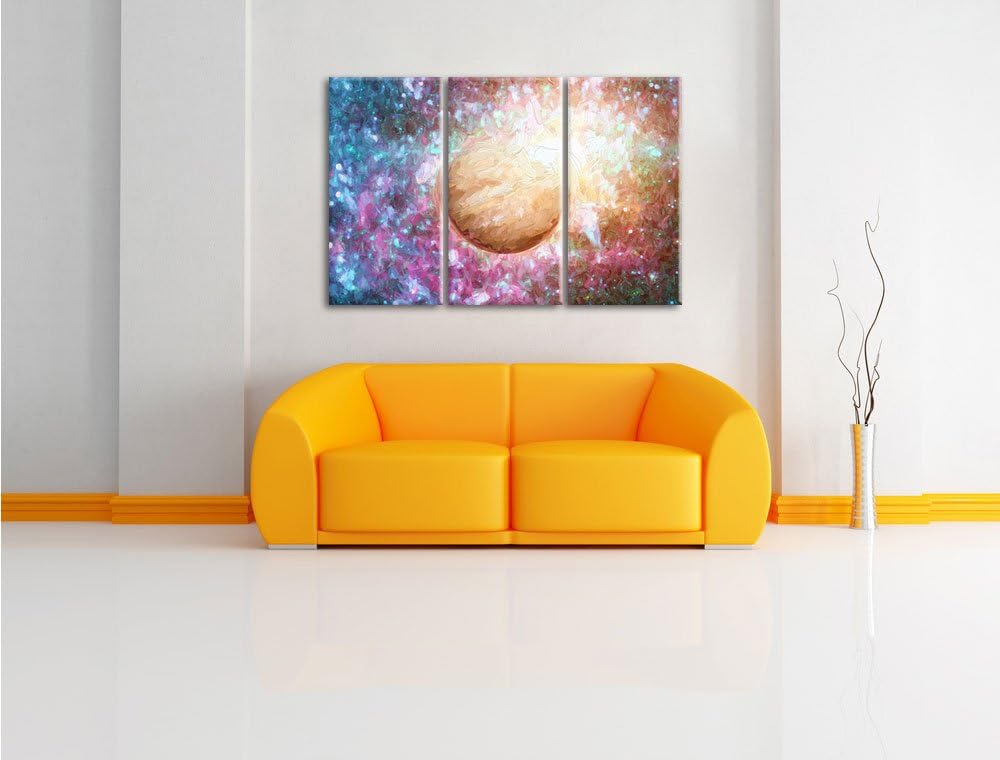 Pixxprint Planet Jupiter im Universum Kunst Pinsel Effekt als Leinwandbild/Grösse: 3 Teilig (120x80
