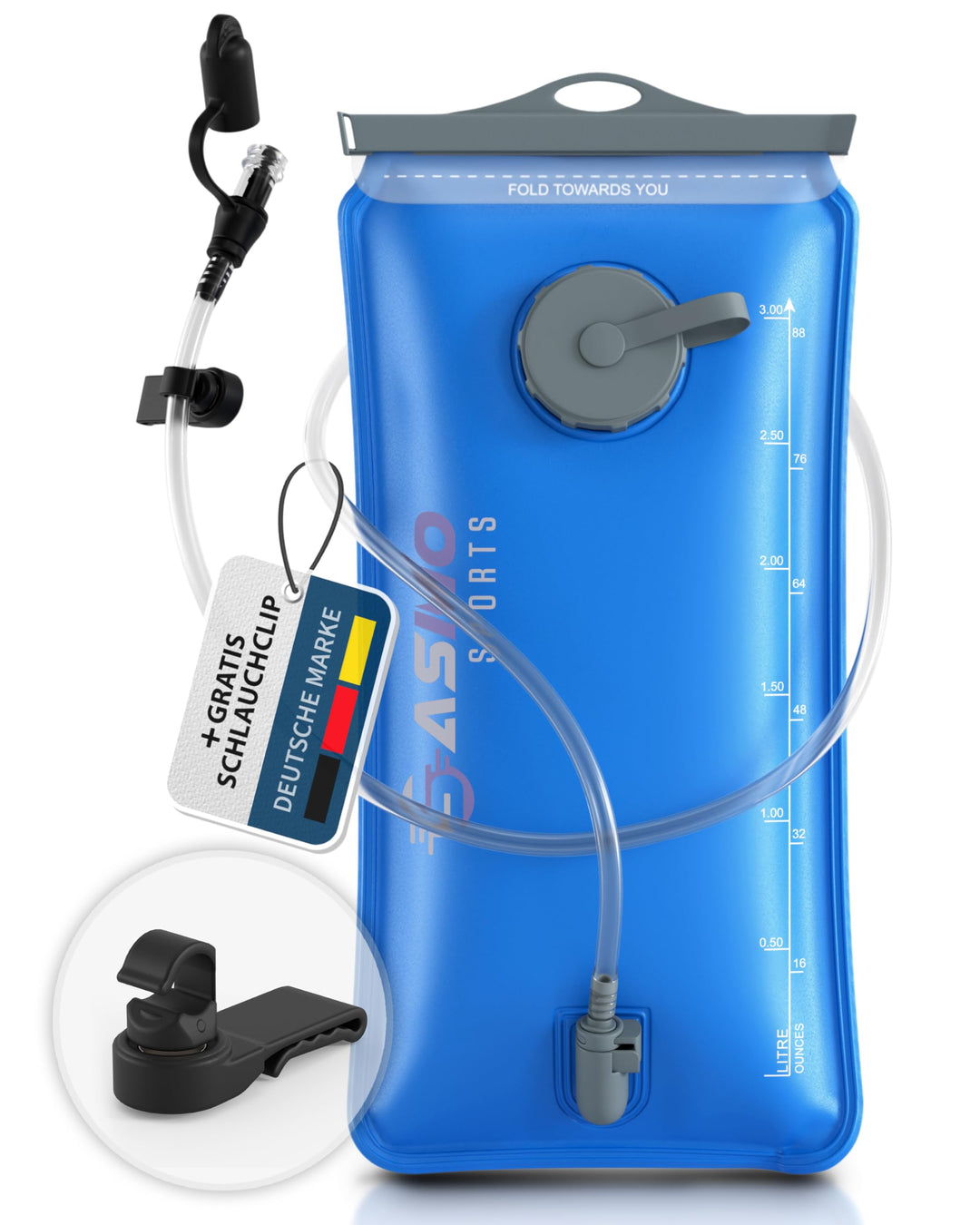 SASMO® Trinkblase 3l | mit Magnet Clip, Trinkblase 3L - Magnet Clip