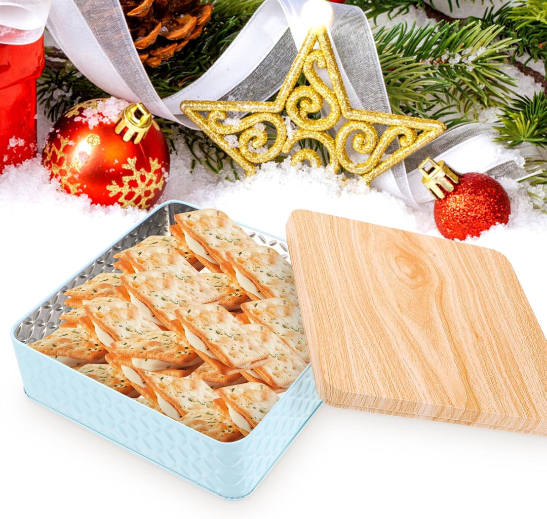 Healvian Keksdose Eckig Weissblech 6.00Cm Hoch Metall Gebäckdose Mit Deckel Für Snacks Süssigkeiten