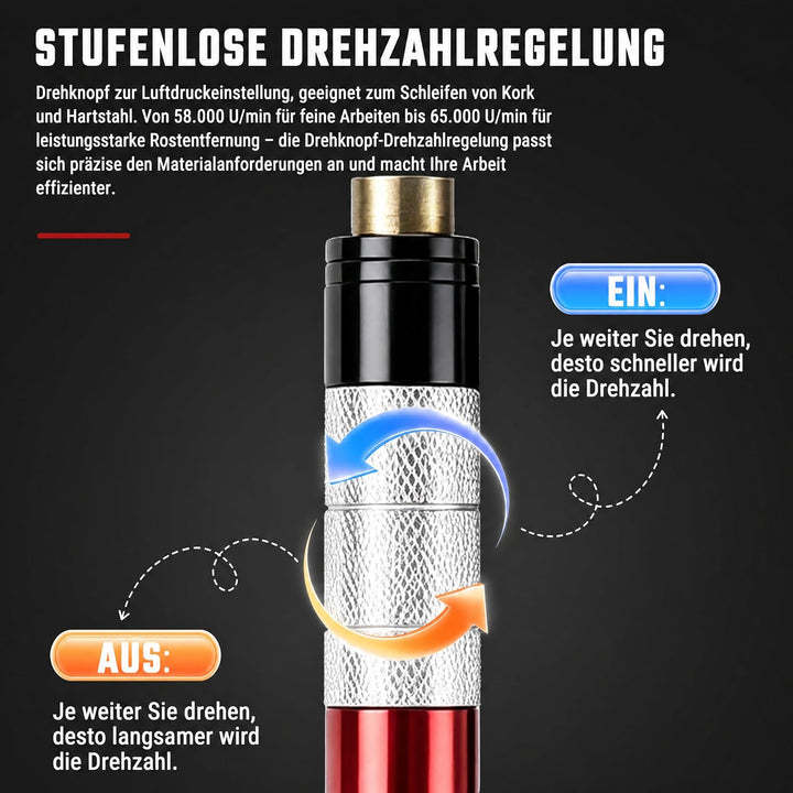 Micro Stabschleifer, Mini Druckluft Stabschleifer Druckluftschleifer,65000 U/Min Luftschleifer Gerad