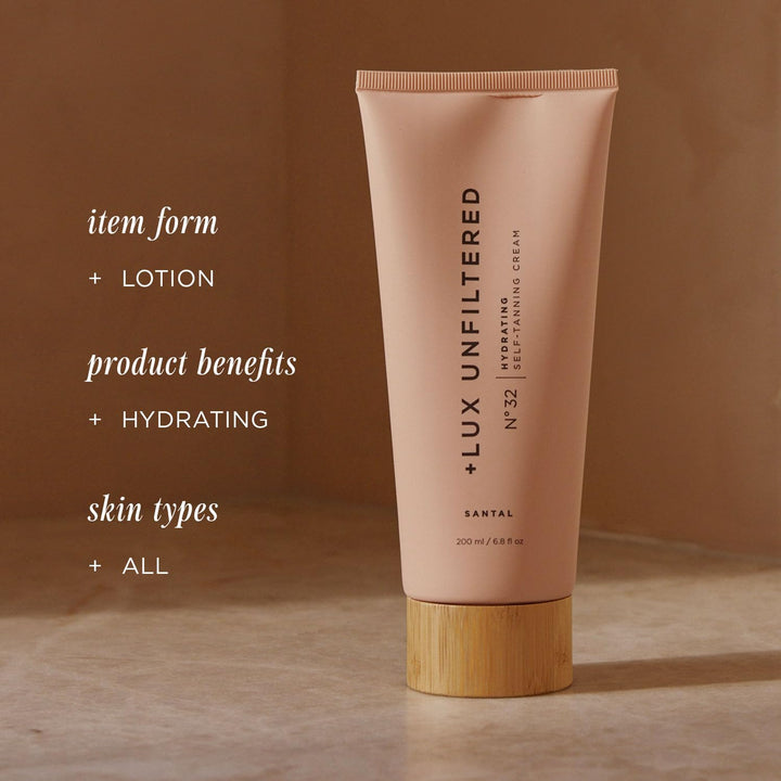 + Lux Unfiltered Santal N°32 Graduell feuchtigkeitsspendender Selbstbräuner – Selbstbräunungslotion